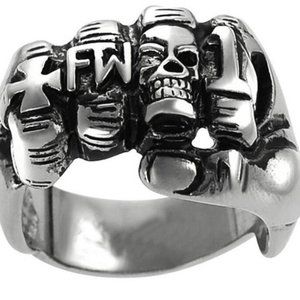 FTW Stainless steel Biker ring. For The Win Size 8